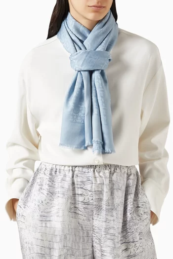 Gancini Stole in Silk-wool Blend