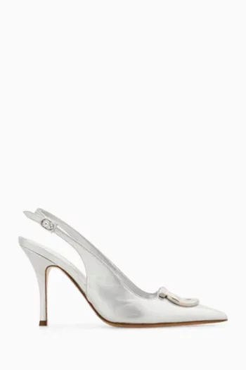 Maxi Gancini 90 Slingback pumps in Metallic Leather