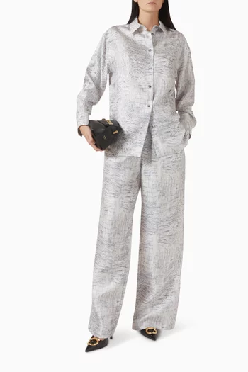 بنطال بنقشة جلد التمساح حرير تويل