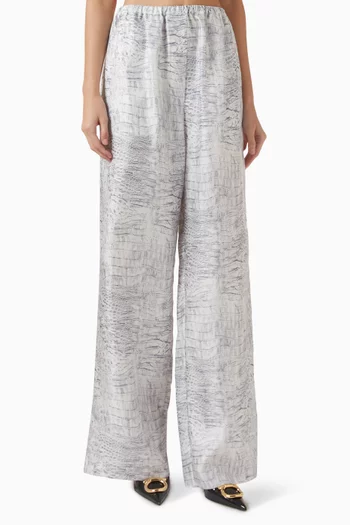 بنطال بنقشة جلد التمساح حرير تويل