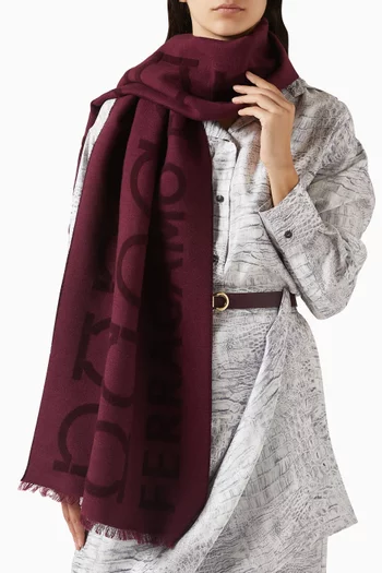 Gancini Scarf in Wool-silk Blend