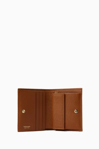 Gancini Compact Wallet in Hammered Calfskin