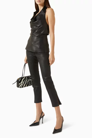 Low-waist Crop Pants in Leather