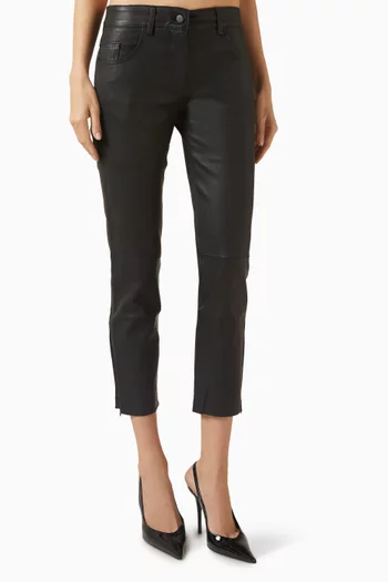 Low-waist Crop Pants in Leather