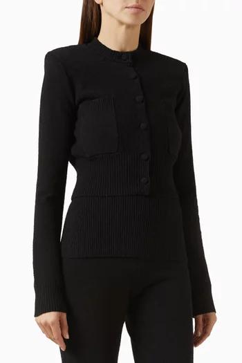 كارديغان قصير من نسيج مضلع