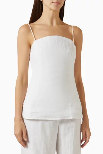 بلوزة بفتحة رقبة مربعة كتان