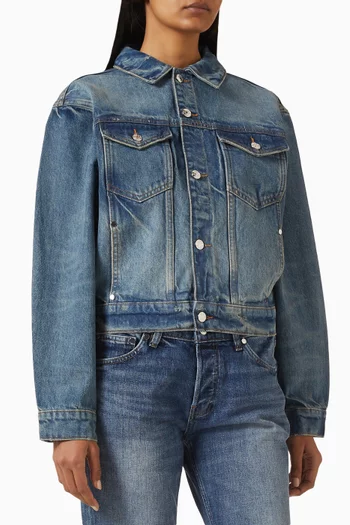 جاكيت تراكر ليا بتصميم جامعي دينم