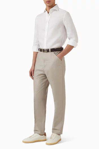 قميص بياقة مفرودة كتان