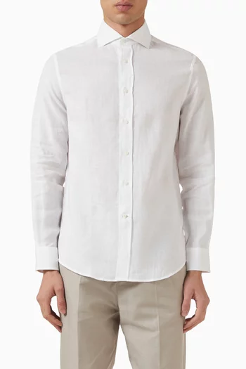 قميص بياقة مفرودة كتان