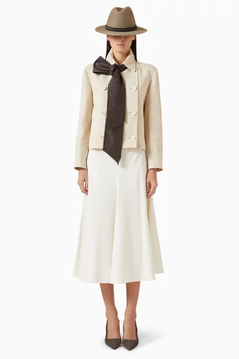 جاكيت كابان قصير مطرز بخرز مونيلي مزيج كتان