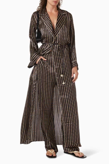 قفطان ويسترن بنقشة حرير وستان