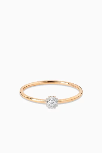 خاتم مرصع بالماس ذهب وردي عيار 14