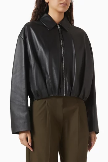 Draped Jacket in Lambskin Leather