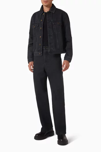 بنطال جينز مطرز بحروف شعار الماركة دينم