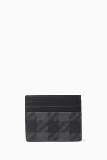 Tall Check Card Case in Canvas
