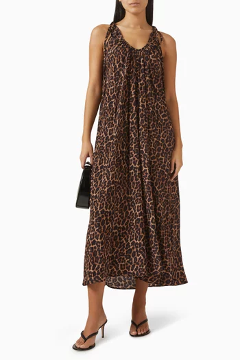 فستان بظهر مكشوف ونقشة زهور مزيج حرير