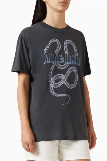 Lili Snake-print T-shirt in Cotton Jersey