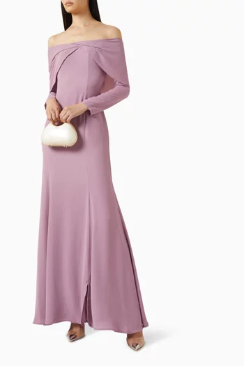 Off-shoulder Dress in Crepe