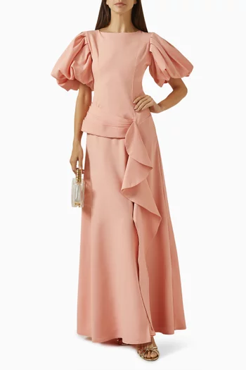 فستان بدرابيه ورباط كريب