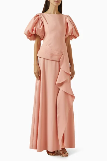 فستان بدرابيه ورباط كريب