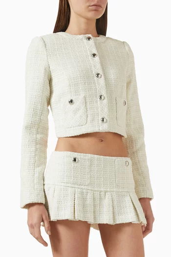 Patch Pocket Cropped Jacket in Tweed