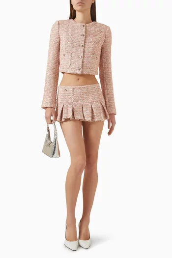 Patch Pocket Pleated Mini Skirt in Tweed