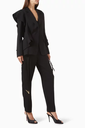 Ruffled-trim Tapered Pants