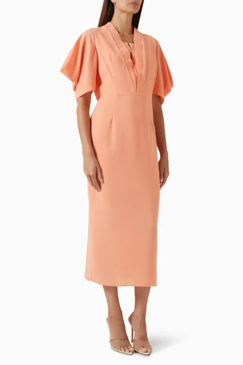 Flared-sleeves Midi Dress