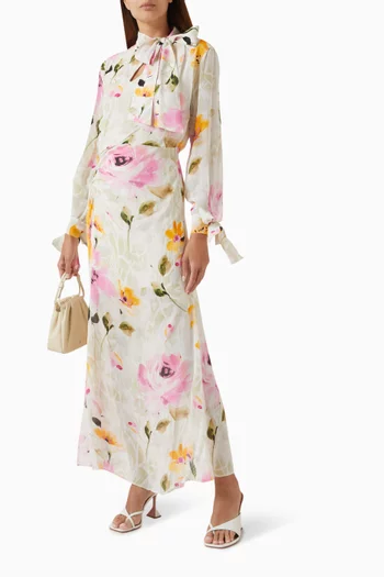 Floral-print Scarf Maxi Dress