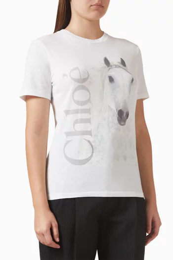 تي شيرت بفتحة رقبة مستديرة قطن وجيرسيه