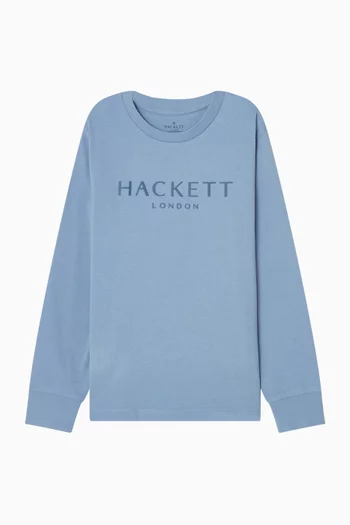 تي شيرت قطن جيرسيه بقصة ضيقة بشعار الماركة