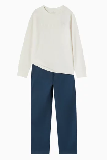 تي شيرت بقصة ضيقة بشعار الماركة قطن جيرسيه