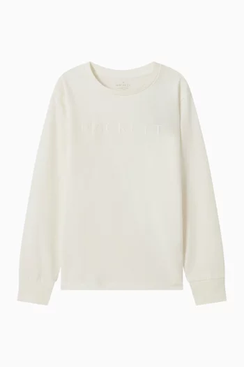 تي شيرت بقصة ضيقة بشعار الماركة قطن جيرسيه