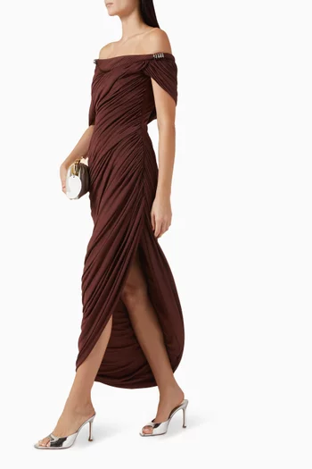 Thalyn Off-shoulder Dress in Crepe Knit