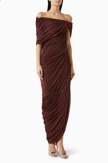 Thalyn Off-shoulder Dress in Crepe Knit