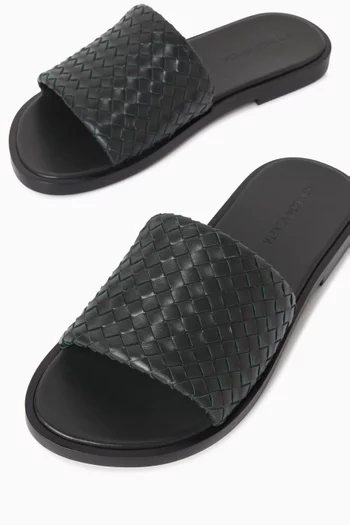 Elio Mule Sandals in Intrecciato Leather