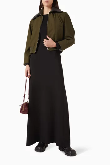 جاكيت بياقة مجدولة قطن تويل