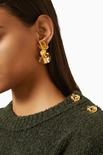 أقراط أنيمون كبيرة فضة إسترلينية مطلية ذهب عيار 18‏