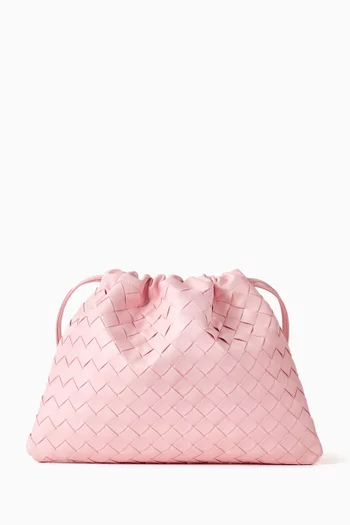 حقيبة متوسطة جلد مجدول