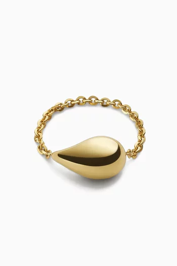 خاتم سلسلة بتصميم قطرة فضة إسترلينية مطلية ذهب عيار 18‏