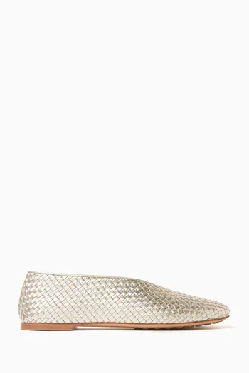 حذاء باليرينا روزا جلد ماعز مجدول