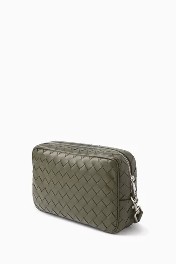 Pouch with Wristlet in Intrecciato Leather