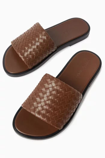Elio Mule Sandals in Intrecciato Leather