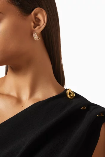 أقراط دائرية بتصميم مجدول فضة مطلية ذهب عيار 18