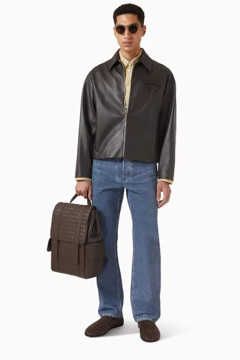 Shiny Blouson Jacket in Leather