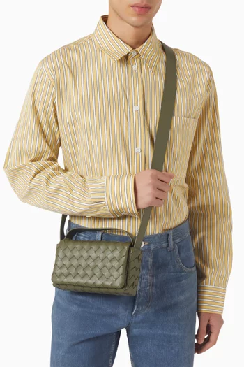 Mini Bag With Flap in Intrecciato Leather