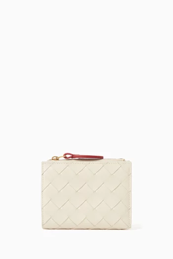 محفظة صغيرة ثنائية الطي جلد مجدول