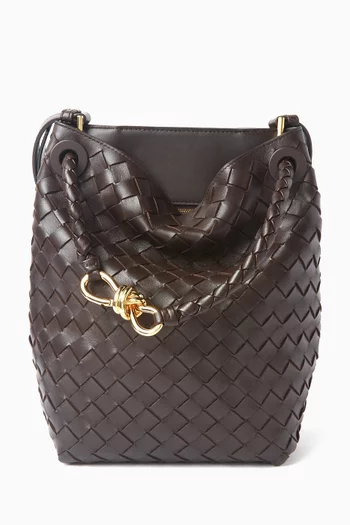 Small Andiamo Bucket Bag in Intrecciato Leather