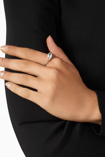 خاتم سلسلة بتصميم قطرة فضة إسترلينية