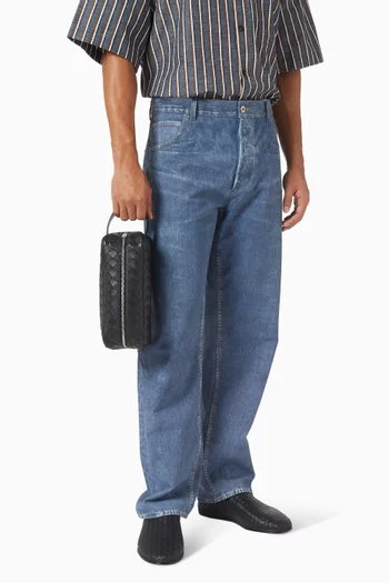 حقيبة صغيرة جلد مجدول للسفر